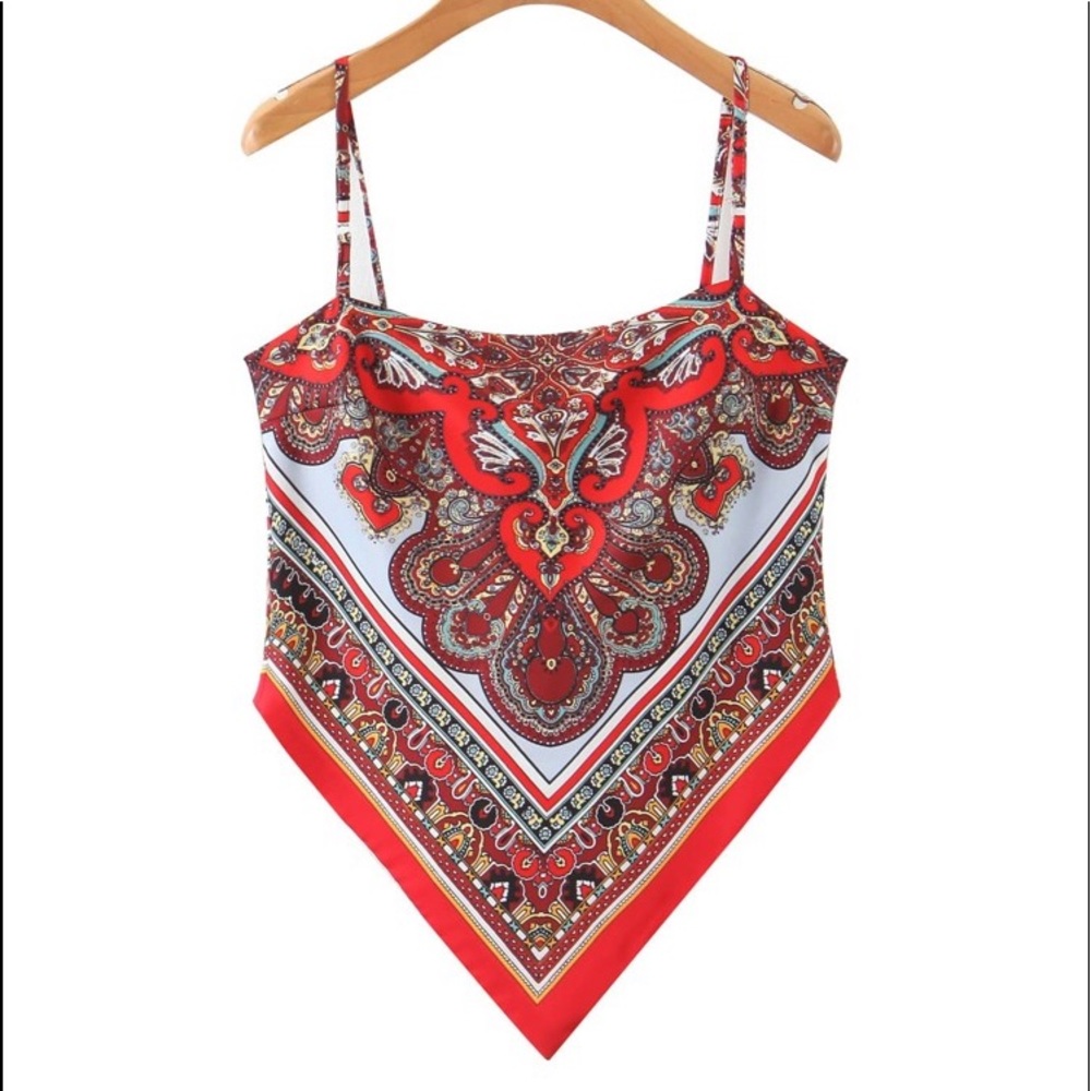 Silk Tie Back Bandana Top